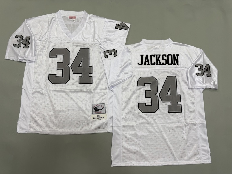 Men 2025 Nike Oakland Raiders #34 Jackson white Throwback Limited NFL Jersey style 001